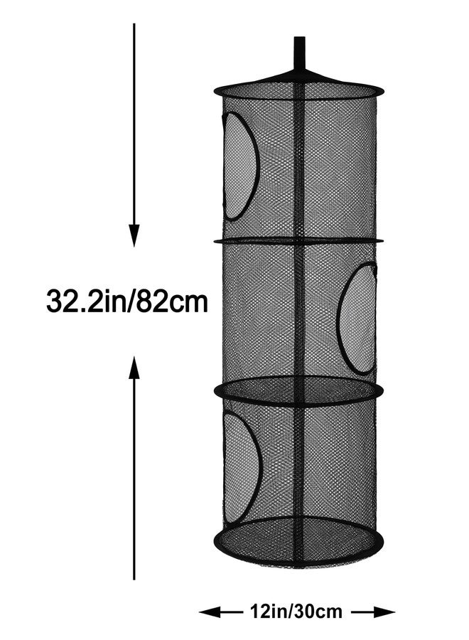 Libeder Mesh Hanging Storage Space Saver Bags Organizer,Foldable Storage Organizer 3 Compartments Toy Storage Basket for Kids Room Bathroom 2 Sets, Black - Image 5