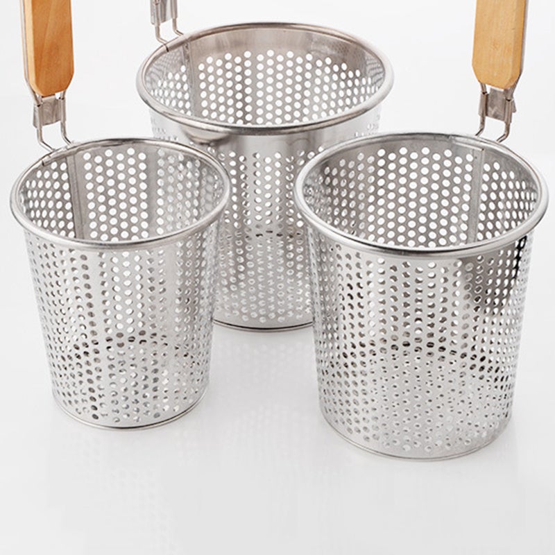 Stainless Steel Strainer Basket Wooden Handle Fine Mesh Spider Food Skimmer Kitchen Sieve for Pasta Dumpling Noodle (14cm) - Image 4