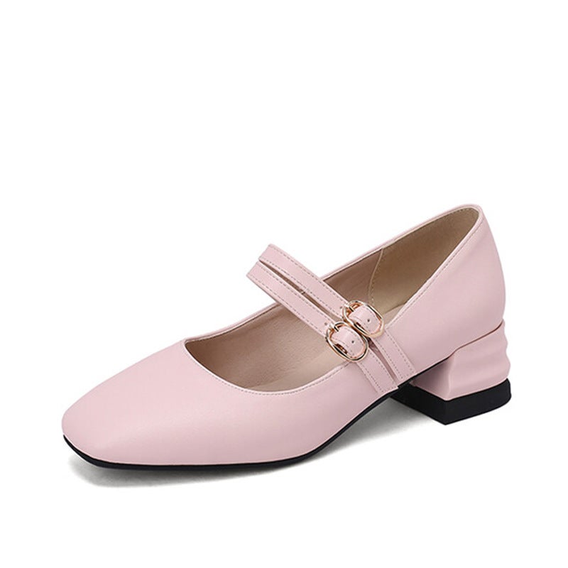 Mary Jane Shoes Square Toe Buckle Mid Heel Plus Size Women'S Shoes Single Shoes 139 - Image 2
