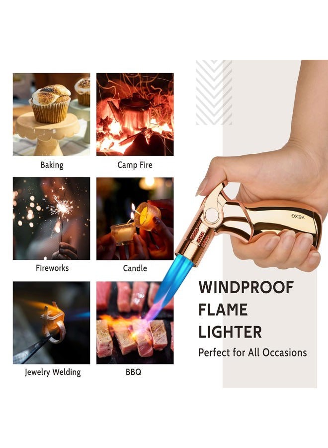 Vexo Mini4 Torch Lighter Quad 4 Jet Flame Windproof Butane Refill Portable Lighter for Grill BBQ Candle Camping, Gift Idea (Butane NOT Included) (Glod) - Image 2