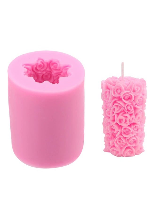 NINEXY Cylinder Rose Flower Silicone Candle Mold for Handmade Soap, Bath Bomb, Lotion bar, Crayon, Wax, Polymer Clay - Image 1