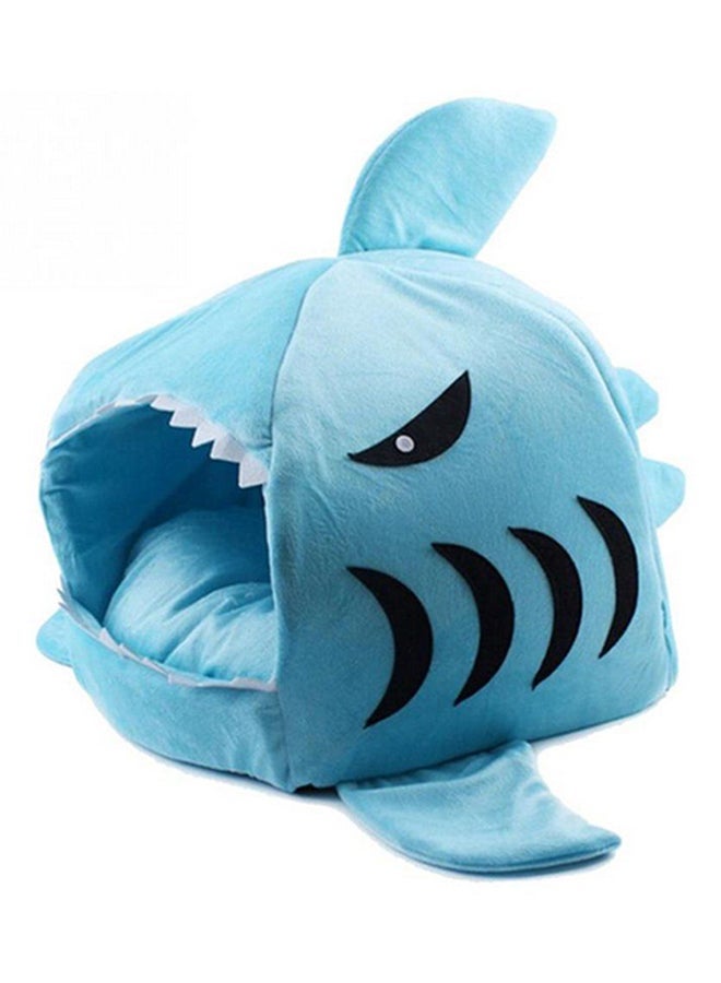 نيبمينينت Shark Mouth Shaped Waterproof Warm Plush Pet House Sky Blue Syard - Image 2