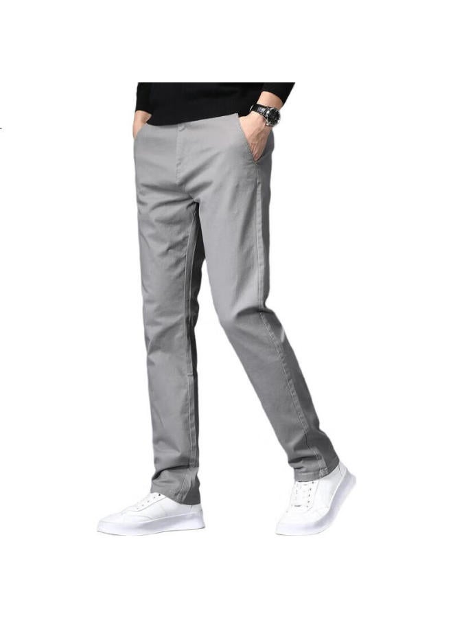 Playboy Men'S Straight-Leg Casual Pants Spring And Summer Men'S Loose Trendy Long Pants Light Grey 34 - Image 3