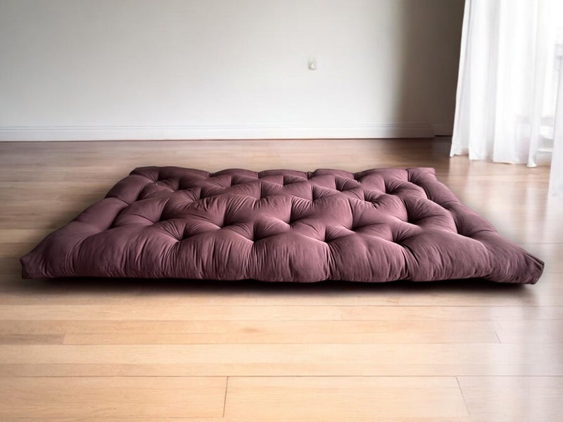 ATOOTFUSION Cotton Quilt Floor Mattress, Foldable Rollable Single Bed Cotton Star Mattress, 30 x 72 x 5 inches for Picnic, Travel (1 Sleeping Capacity) (Chocolate Brown) - Image 1