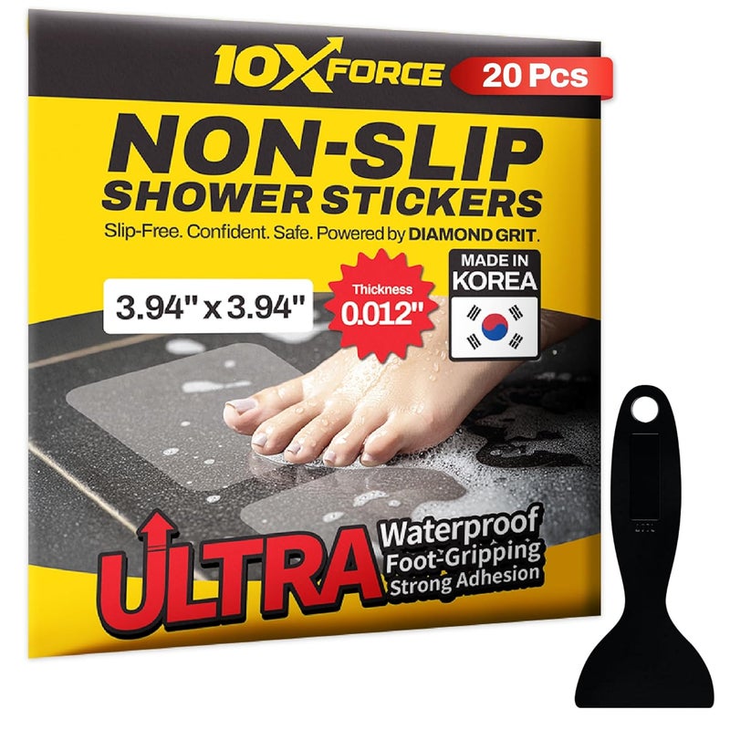 10XForce [Made in Korea] Ultra-Thin Bathtub Non Slip Stickers - Diamond Grip Non Slip Bathtub Stickers with Strong Adhesive for Elderly and Safety Use (20) - Image 1