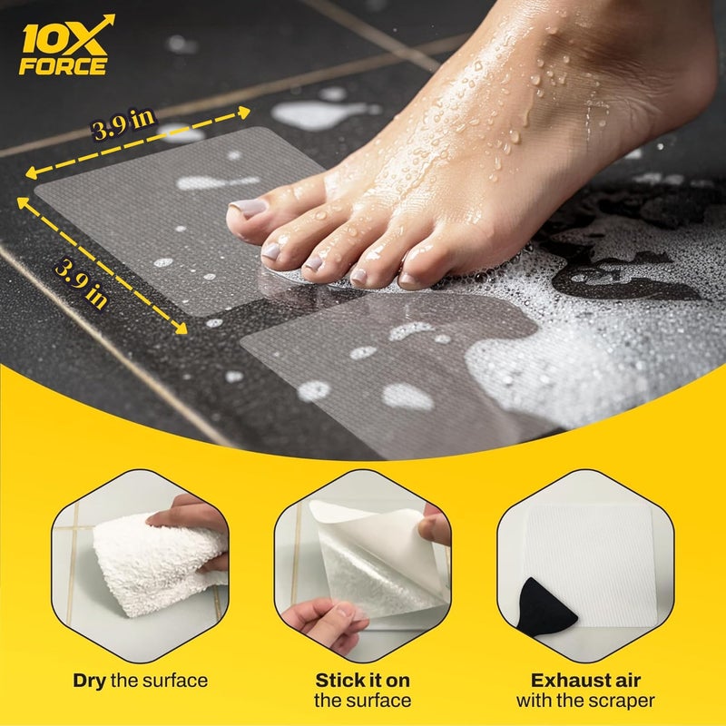 10XForce [Made in Korea] Ultra-Thin Bathtub Non Slip Stickers - Diamond Grip Non Slip Bathtub Stickers with Strong Adhesive for Elderly and Safety Use (20) - Image 5