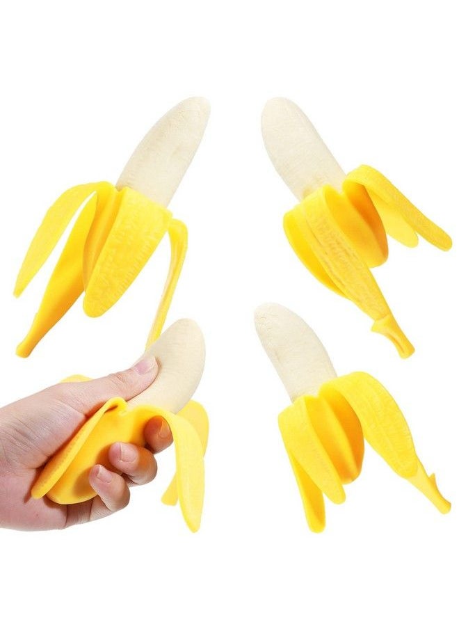 Zhanmai - 4 Pieces Banana Toy Banana Squishy Banana Fidget Toy Fake Banana Corn Toy Fake Corn Soft Stress Relief Toys Rubber Stretchy Banana Fruit Stress Toy Party Favors For Little Ones (Banana Style) - Image 1