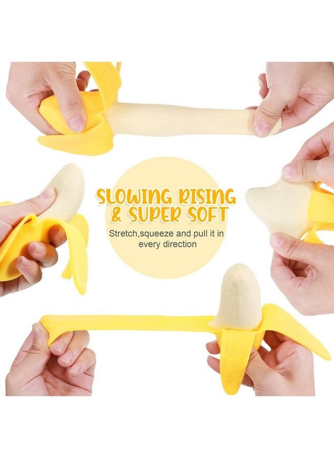 Zhanmai - 4 Pieces Banana Toy Banana Squishy Banana Fidget Toy Fake Banana Corn Toy Fake Corn Soft Stress Relief Toys Rubber Stretchy Banana Fruit Stress Toy Party Favors For Little Ones (Banana Style) - Image 1