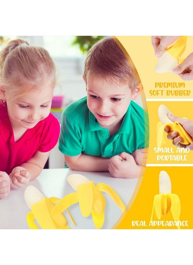 Zhanmai - 4 Pieces Banana Toy Banana Squishy Banana Fidget Toy Fake Banana Corn Toy Fake Corn Soft Stress Relief Toys Rubber Stretchy Banana Fruit Stress Toy Party Favors For Little Ones (Banana Style) - Image 1