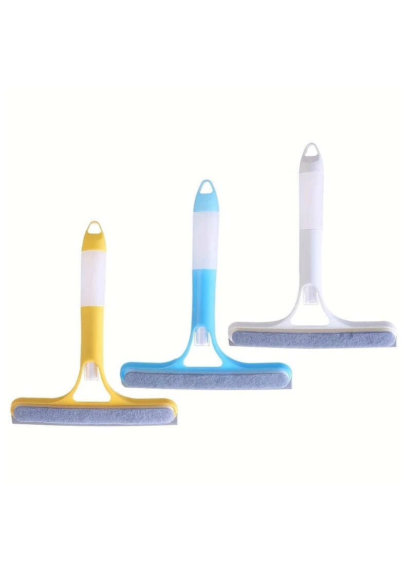 Arabest Shower Squeegee for Glass Doors, New Multi-Purpose Squeegee for Shower Glass, 3 in 1 Spray Function, Scrape and Microfiber Window Scrubber, All-Purpose Window Cleaner Tool (3 PCS,Blue,White,Yellow) - Image 1