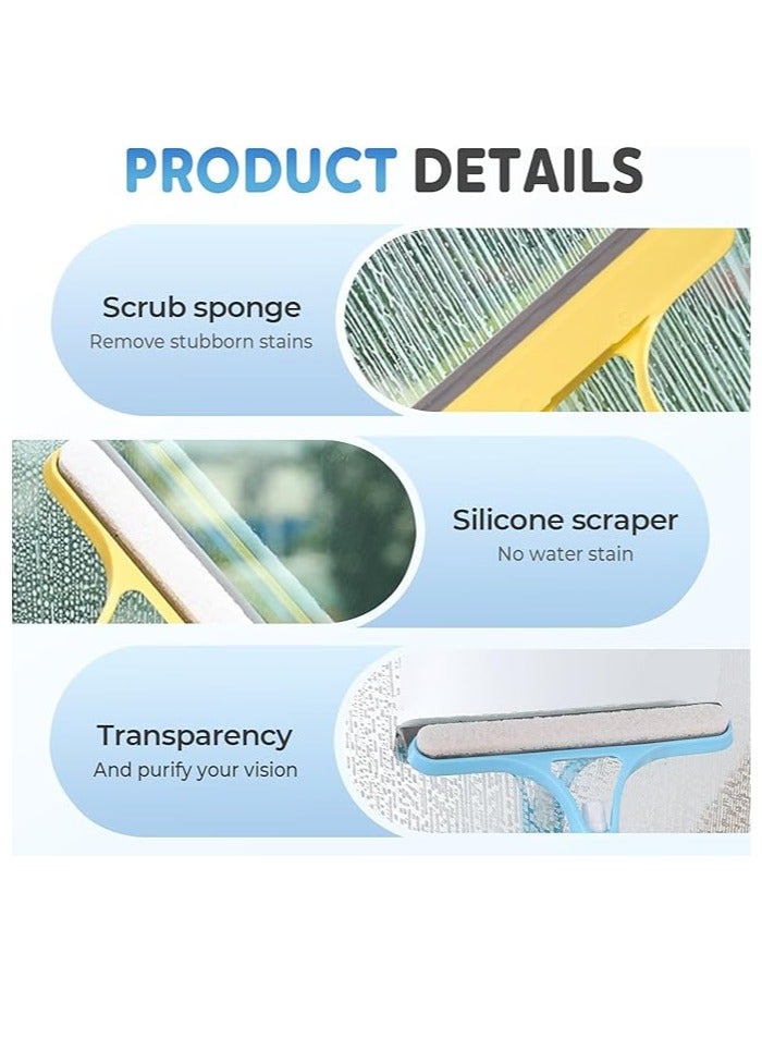 Arabest Shower Squeegee for Glass Doors, New Multi-Purpose Squeegee for Shower Glass, 3 in 1 Spray Function, Scrape and Microfiber Window Scrubber, All-Purpose Window Cleaner Tool (3 PCS,Blue,White,Yellow) - Image 4