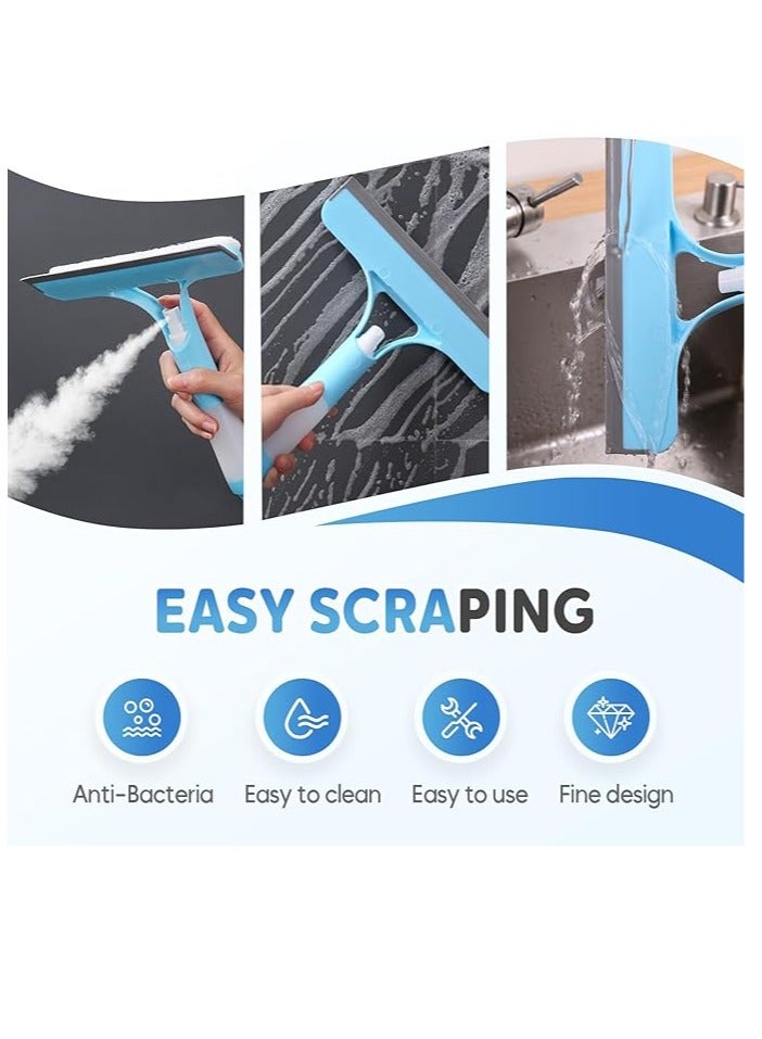 Arabest Shower Squeegee for Glass Doors, New Multi-Purpose Squeegee for Shower Glass, 3 in 1 Spray Function, Scrape and Microfiber Window Scrubber, All-Purpose Window Cleaner Tool (3 PCS,Blue,White,Yellow) - Image 5