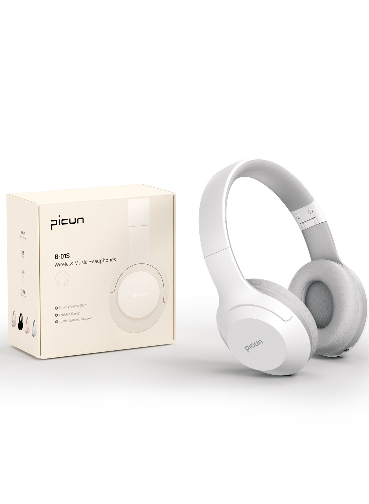 B-01S Wireless Gaming Headset,Bluetooth 5.3 Headphones, Over-Ear Headphones, Enclosed, Gaming Headset, Wired and Wireless, Dual Use, Supports up to 128GB Micro SD Card, HiFi Sound Quality, Deep Bass, Noise Cancelling,White