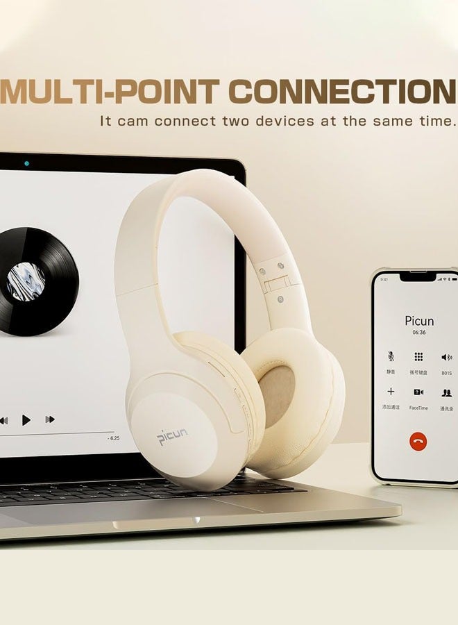 بيكن سماعه قيمنق لاسلكية B-01S، سماعات بلوتوث 5.3، سماعات رأس فوق الأذن، مغلقة، سماعة ألعاب، سلكية ولاسلكية، استخدام مزدوج، تدعم بطاقة Micro SD بسعة تصل إلى 128 جيجابايت، جودة صوت عالية الدقة، صوت جهير عميق، إلغاء الضوضاء، لون أبيض - Image 2