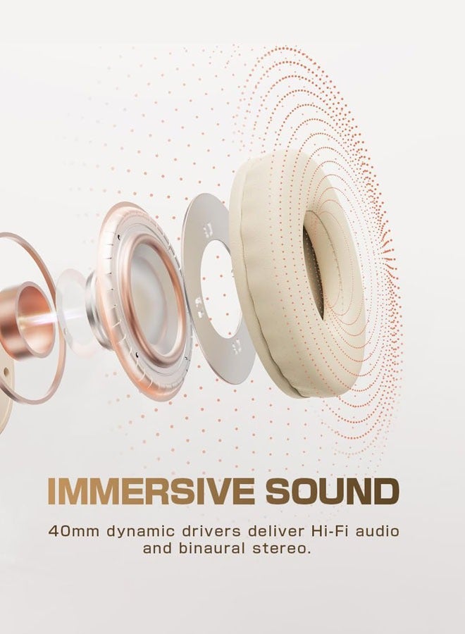 بيكن سماعه قيمنق لاسلكية B-01S، سماعات بلوتوث 5.3، سماعات رأس فوق الأذن، مغلقة، سماعة ألعاب، سلكية ولاسلكية، استخدام مزدوج، تدعم بطاقة Micro SD بسعة تصل إلى 128 جيجابايت، جودة صوت عالية الدقة، صوت جهير عميق، إلغاء الضوضاء، لون أبيض - Image 4