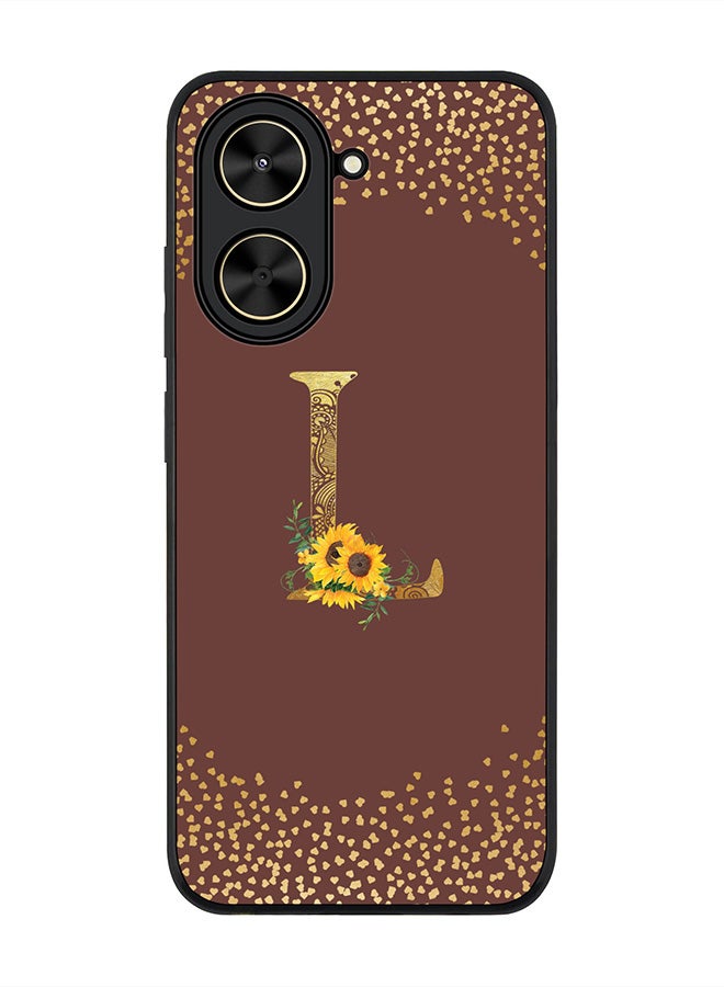 Stylizedd For Xiaomi Poco C71 / Redmi A5 4G Case,Slim fit Camera Protection, Shockproof Thin Phone cover  - Custom Floral Monogram - L  (Brown )