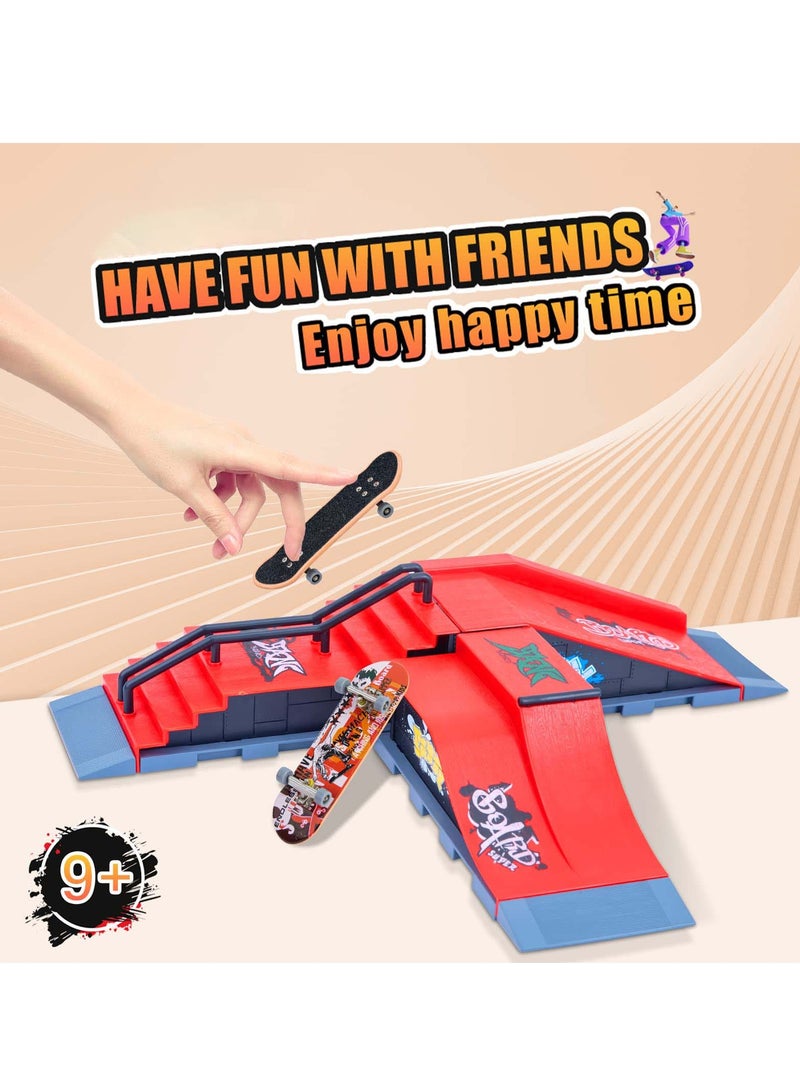 KASTWAVE Finger Skateboard Ramp Set, Mini Finger Skateboard and Ramp Accessories Set, Props Deck Track Ultimate Park Set, Ramps Fingerskate Toy Set for Kids Birthday Gift (D) - Image 3
