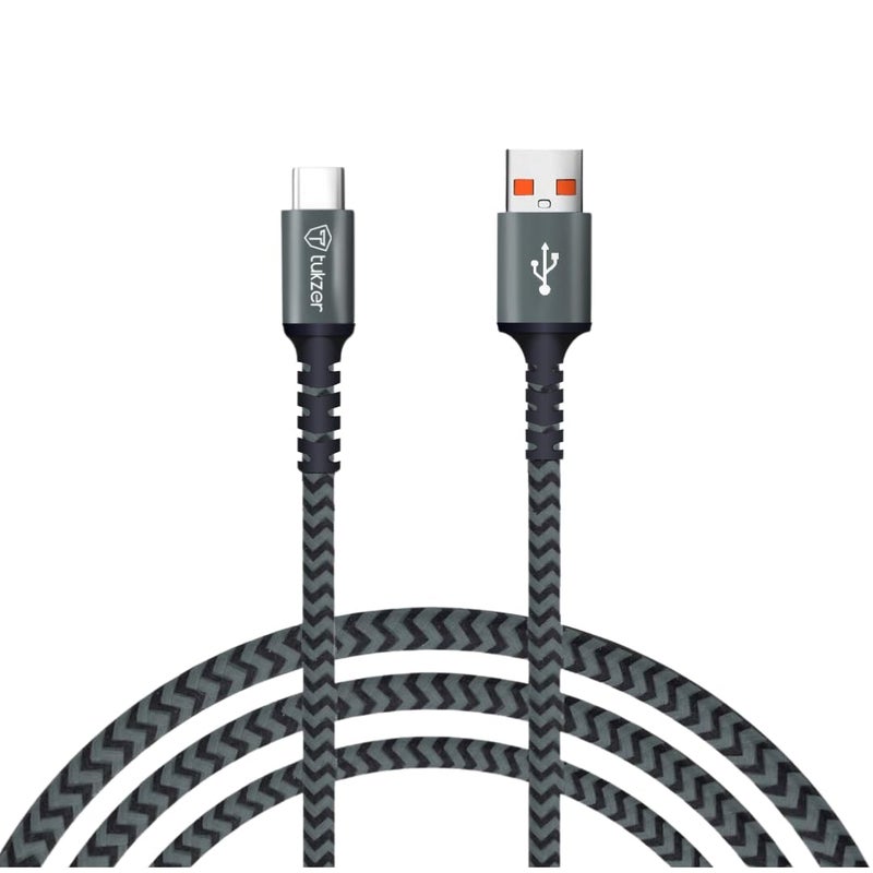 Tukzer 65Watt DASH/SuperVOOC/WARP Charging Cable, Type C to Type A USB for Smartphones, Tablets, Laptops, other Type C Devices| 480Mbps Data Sync, 5 Cores, Nylon Braiding (1.2M/ 3.9FT/ Black+Grey) - Image 5