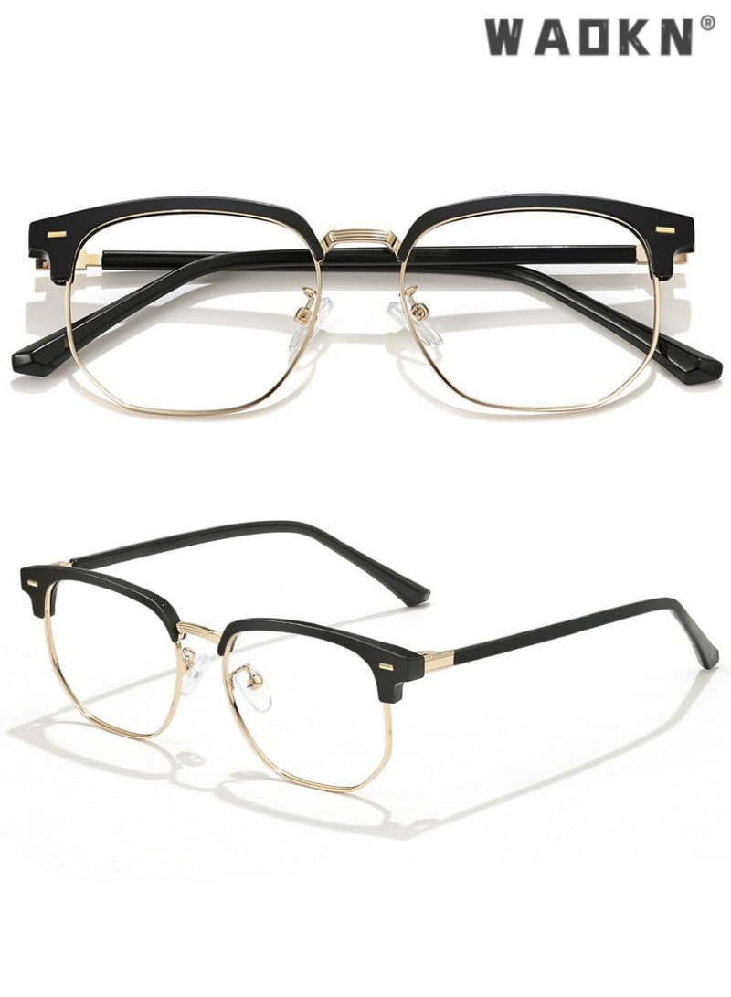 WAOKN Blue Light Blocking Glasses Blue Light Filter Computer Reading Gaming TV Phones Browline Eyeglasses Fashion Anti Eyestrain Headache Eyewear for Men Women，Eyeglass Suitable for Computer & Gaming  - Image 3