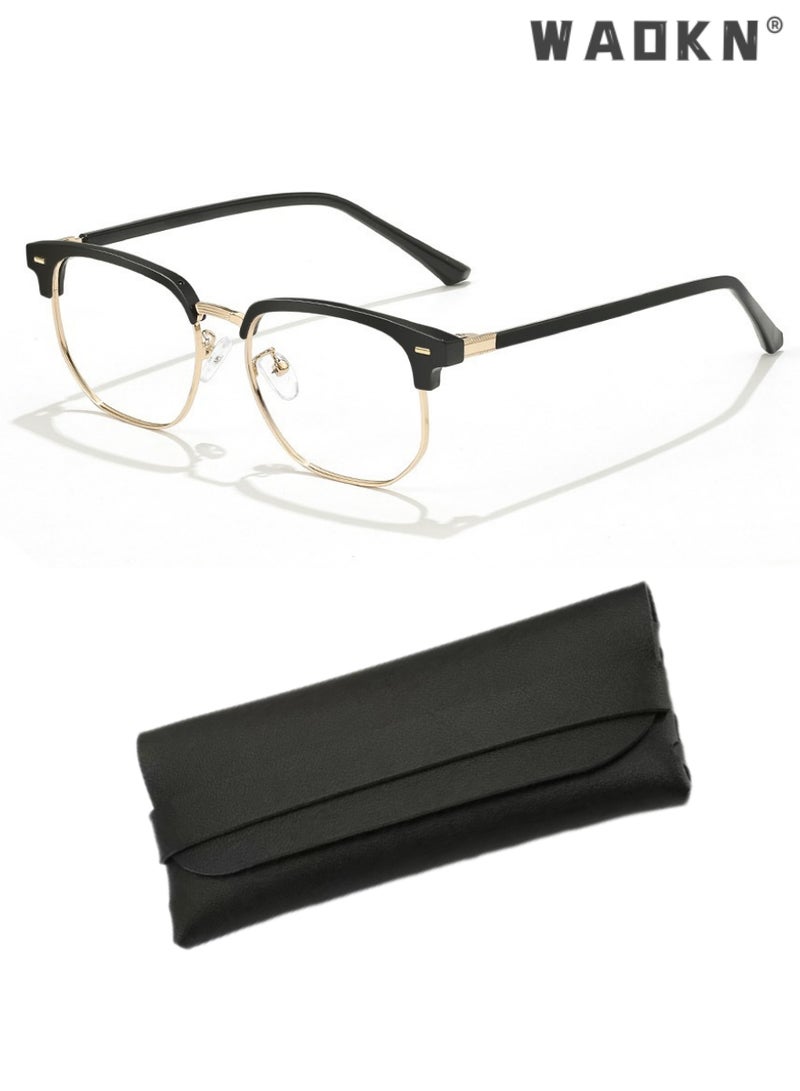 WAOKN Blue Light Blocking Glasses Blue Light Filter Computer Reading Gaming TV Phones Browline Eyeglasses Fashion Anti Eyestrain Headache Eyewear for Men Women，Eyeglass Suitable for Computer & Gaming  - Image 1