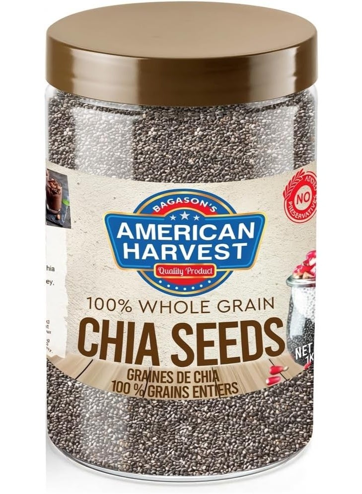 American Harvest Chia Seeds 1kg Jar | Raw Whole Chia Seeds | Gluten Free Superfood - Image 1