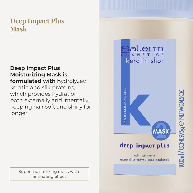 Salerm Keratin Shot Deep Impact Mask Plus 1000ml - Professional Hair Treatment - Image 2
