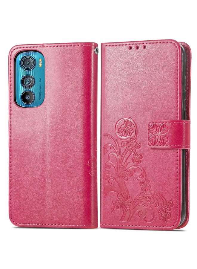 S-TOP Case For Motorola Edge 30 Four-leaf Clasp Embossed Buckle Leather Phone Case - Image 2