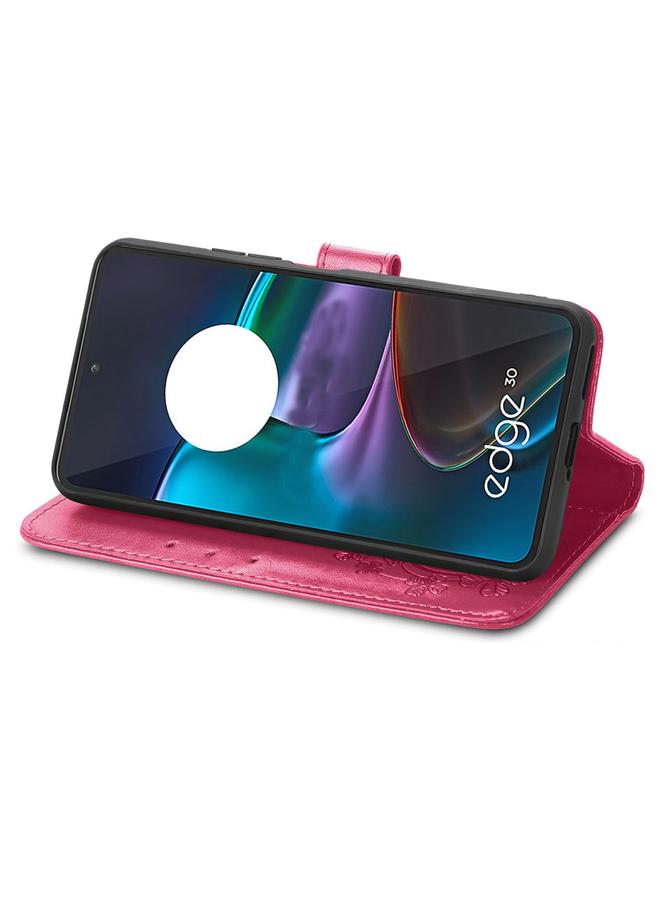 S-TOP Case For Motorola Edge 30 Four-leaf Clasp Embossed Buckle Leather Phone Case - Image 4