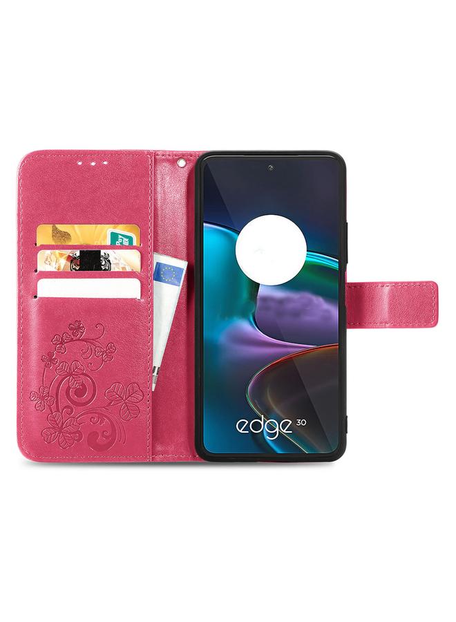 S-TOP Case For Motorola Edge 30 Four-leaf Clasp Embossed Buckle Leather Phone Case - Image 3