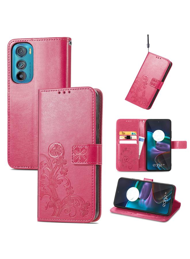 S-TOP Case For Motorola Edge 30 Four-leaf Clasp Embossed Buckle Leather Phone Case - Image 1