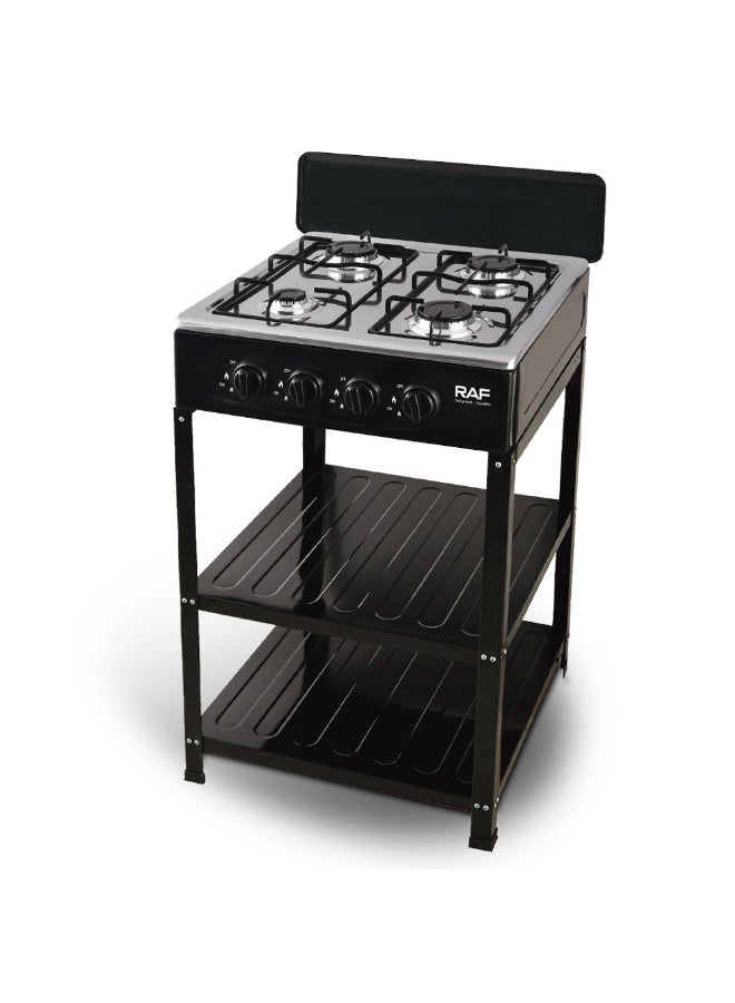 RAF 4 Burner Gas Stove with Wind Guard, Portable Gas Stove with Removable Leg Stand and 2 Storage Shelves for RV, Apartment, Outdoor Cooking. - Image 3