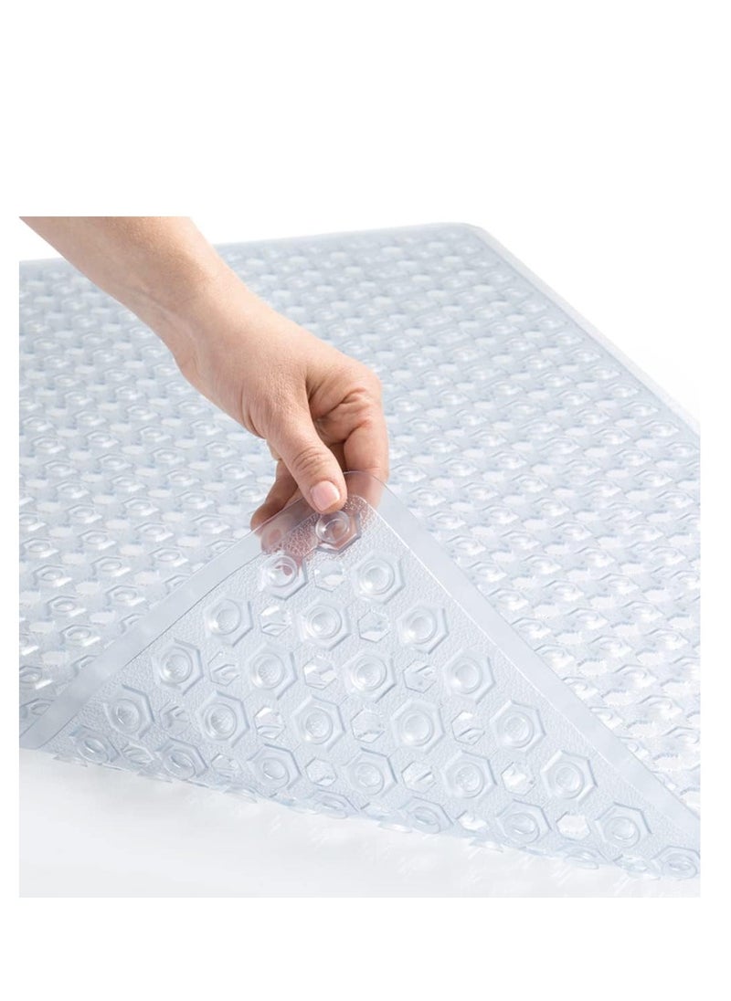 Gorilla Grip - Gorilla Grip Patented Bath Tub Shower Mat, 35x16 Washable Bathtub Floor Mats, Suction Cups and Drain Holes to Keep Tubs Clean, Clear - Image 1