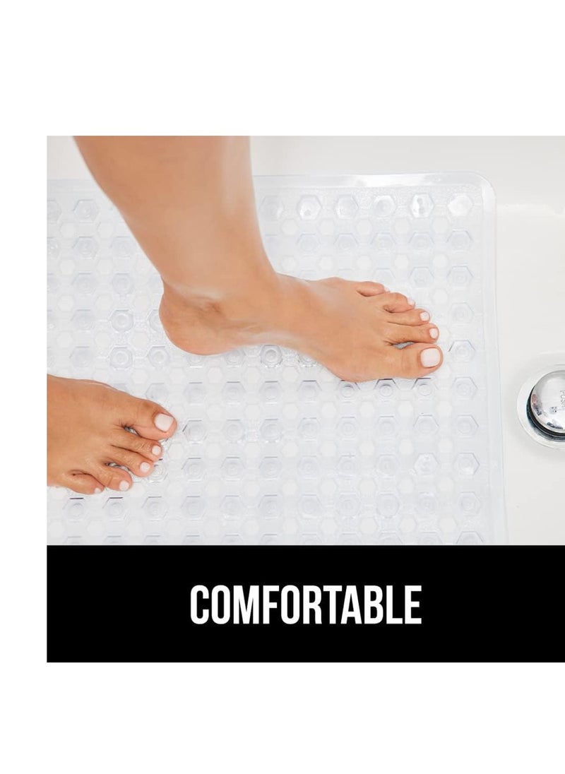 Gorilla Grip - Gorilla Grip Patented Bath Tub Shower Mat, 35x16 Washable Bathtub Floor Mats, Suction Cups and Drain Holes to Keep Tubs Clean, Clear - Image 1