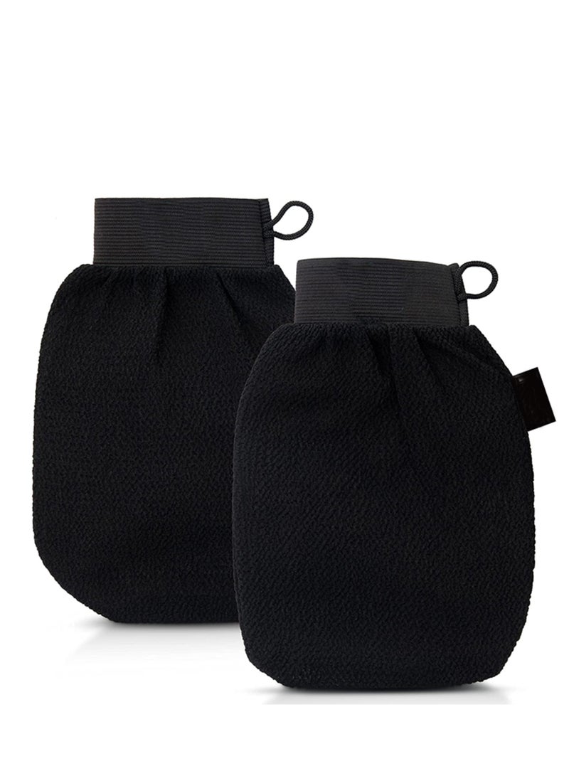 إيكو شاين قفازات تقشير الجسم من إيكو شاين، قطعتان من الليفة المغربية، قفازات إزالة السمرة، قفازات تقشير الحمام، قفازات تقشير الجسم للتنظيف العميق، قفازات إزالة الجلد الميت للاستحمام