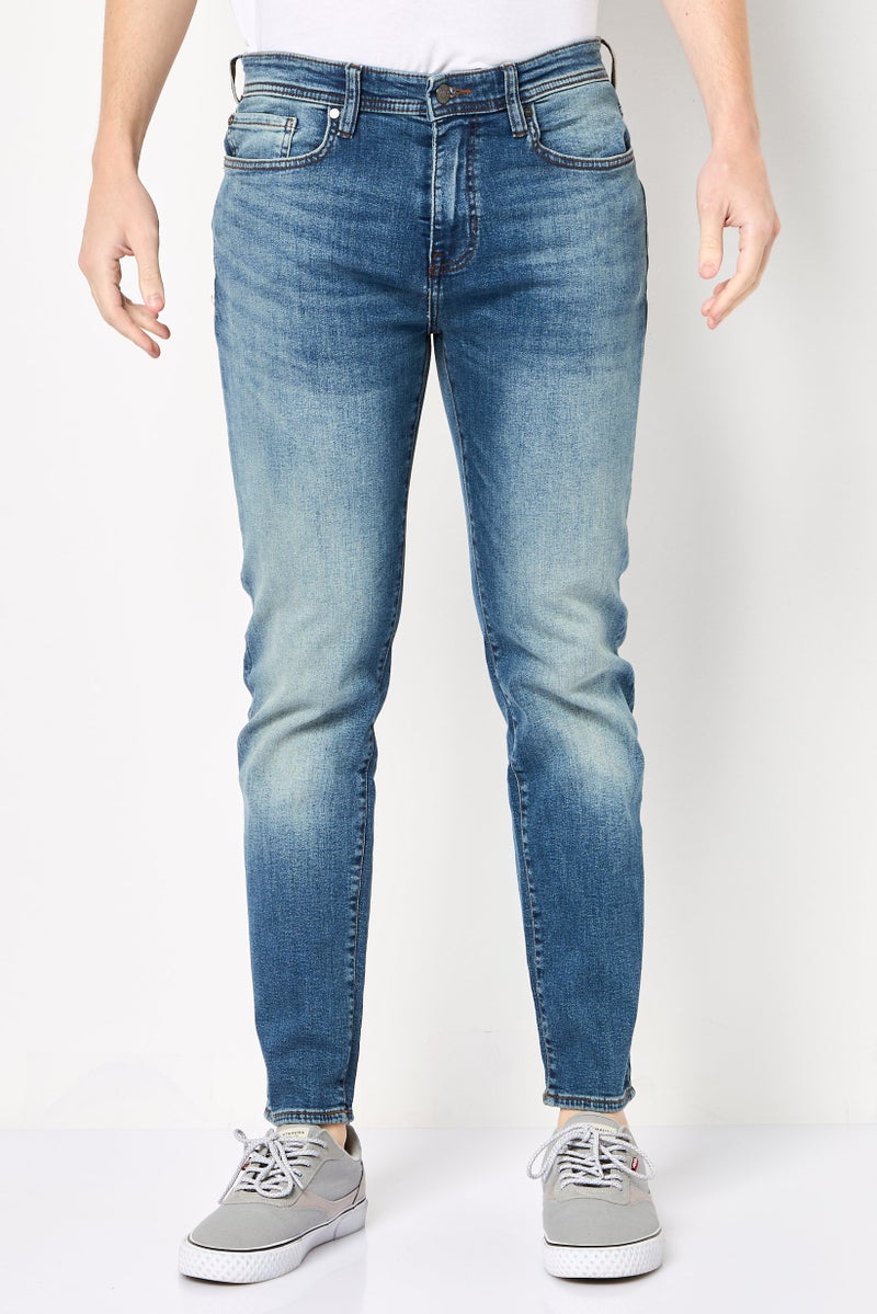 DKNY Men Regular Fit Washed Stretchable Jeans, Blue - Image 1