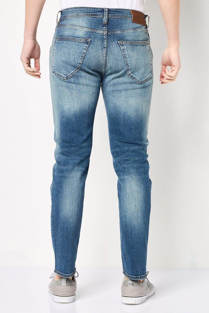 DKNY Men Regular Fit Washed Stretchable Jeans, Blue - Image 4