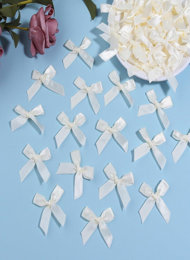 Hiswan 100PCS Mini Ribbon Bows 1.57” Satin Small Premade Bows for Sewing Crafts Gift Wrapping Baby Shower Hair Cake Treats Party Christmas Halloween Decorations Ivory - Image 3