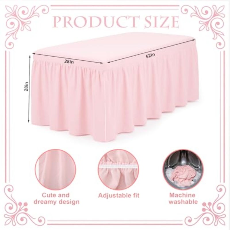Pink Linen Shirred Crib Skirts for Girls Dust Ruffle Bed Skirts, Fits 28''x 52'' with 14" Drop Crib Bedding Skirt for Girls Boys Nursery Toddler - Image 2