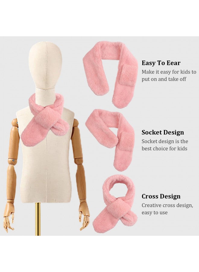 JANGANNSA Fleece Boys Girls Scarf Warm Winter Autumn Kids Collar Scarf Neck Warmer Children Scarf 1-6Y (Pink Cross) - Image 2
