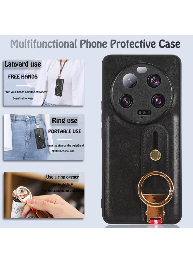 HuHa Case Cover For Xiaomi 13 Ultra Wristband Leather Back Phone Case(Black) - Image 5