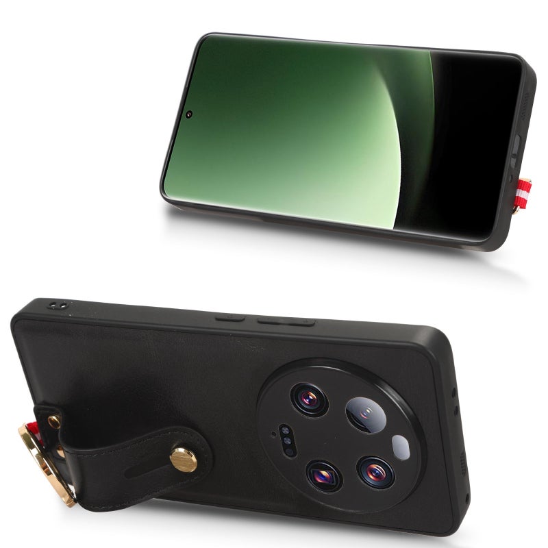 HuHa Case Cover For Xiaomi 13 Ultra Wristband Leather Back Phone Case(Black) - Image 4
