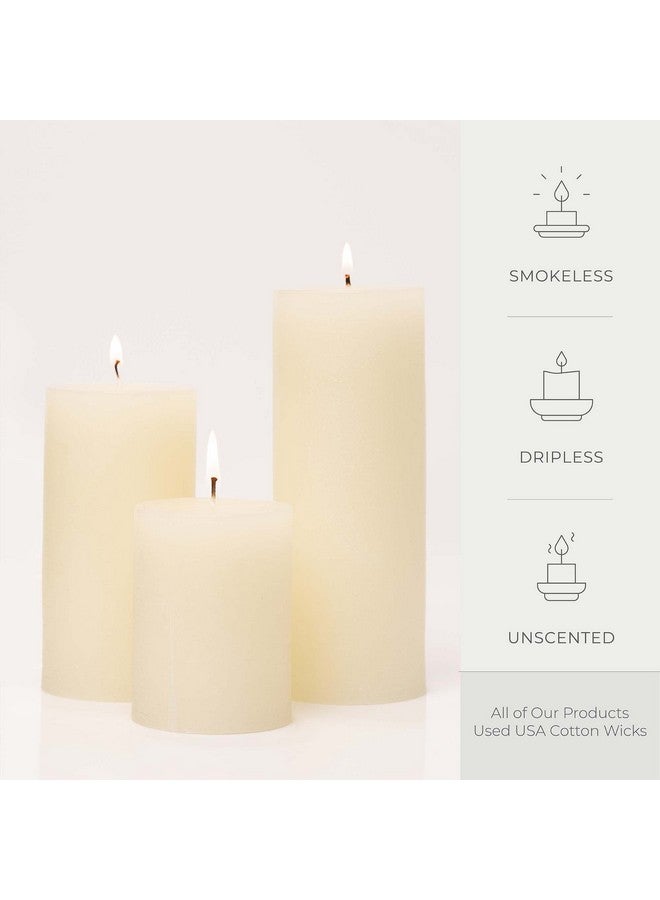 BASK Mottled Pillar Candles - Unscented Ivory Pillar Candles Set of 3 - Dripless, Smokeless for All Occasions - Image 2