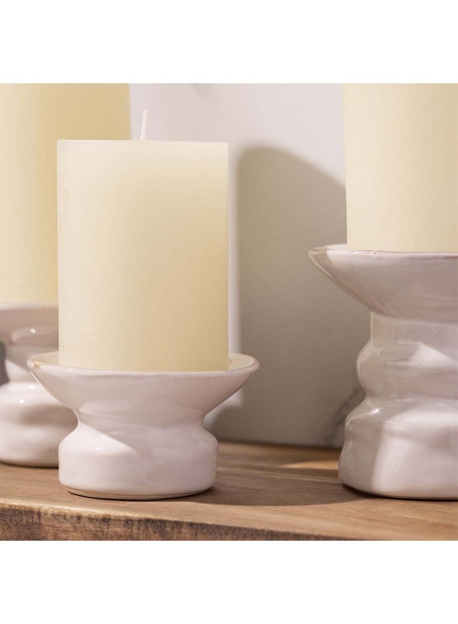 BASK Mottled Pillar Candles - Unscented Ivory Pillar Candles Set of 3 - Dripless, Smokeless for All Occasions - Image 4