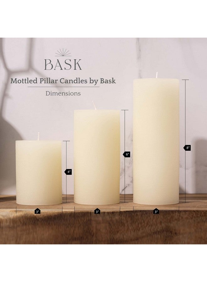 BASK Mottled Pillar Candles - Unscented Ivory Pillar Candles Set of 3 - Dripless, Smokeless for All Occasions - Image 1