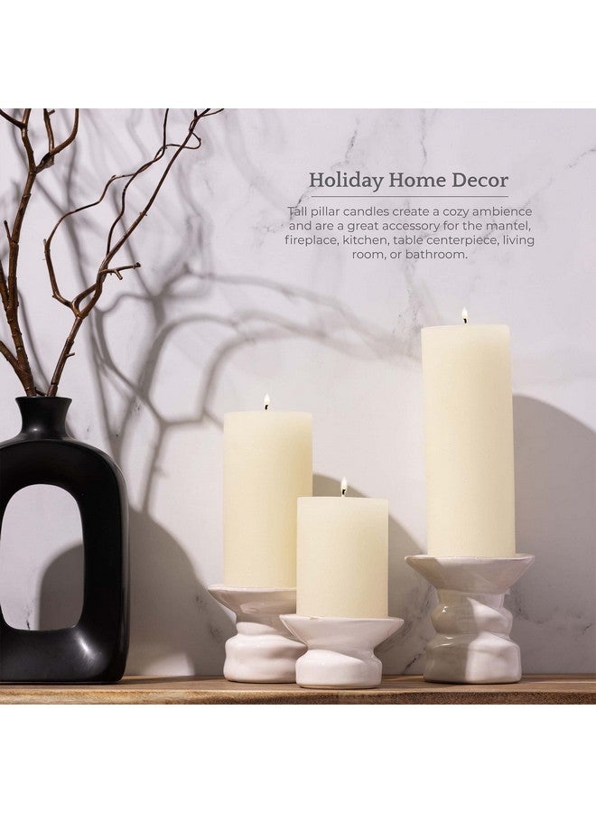 BASK Mottled Pillar Candles - Unscented Ivory Pillar Candles Set of 3 - Dripless, Smokeless for All Occasions - Image 3