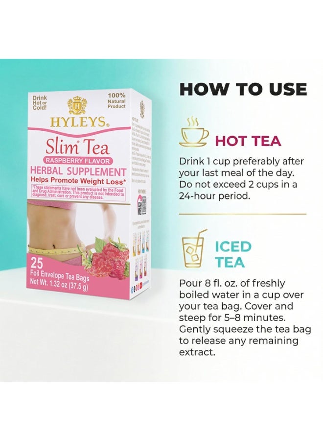 هايليس تي Hyleys Slim Tea Flavour - مكمل عشبي لإنقاص الوزن وتنظيف وإزالة السموم - 25 كيس شاي (عبوة واحدة) - Image 5