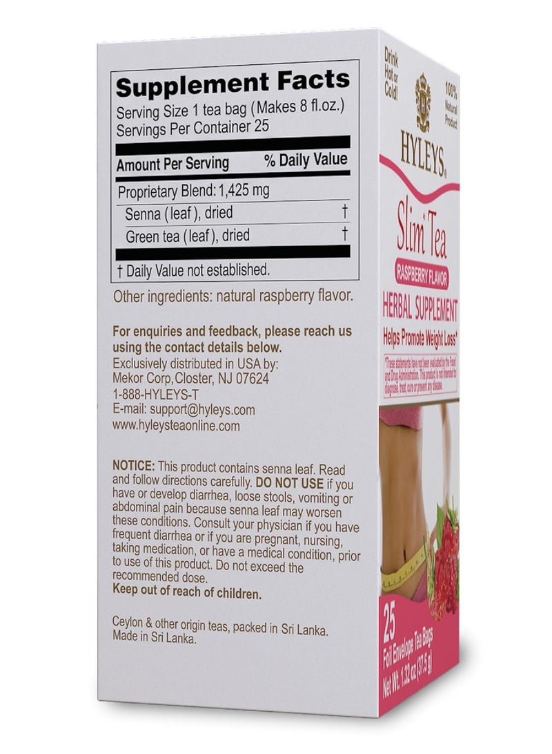 هايليس تي Hyleys Slim Tea Flavour - مكمل عشبي لإنقاص الوزن وتنظيف وإزالة السموم - 25 كيس شاي (عبوة واحدة) - Image 2