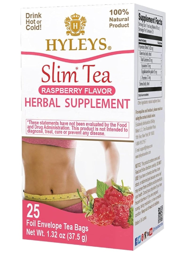 هايليس تي Hyleys Slim Tea Flavour - مكمل عشبي لإنقاص الوزن وتنظيف وإزالة السموم - 25 كيس شاي (عبوة واحدة) - Image 1