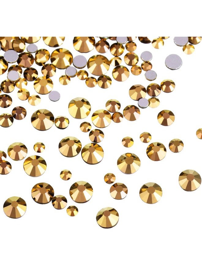 Bememo 3456 Pieces Nail Crystals AB Nail Art Rhinestones Round Beads Flatback Glass Charms Gems Stones, 6 Sizes for Nails Decoration Makeup Clothes Shoes (Gold, Mixed SS4 5 6 8 10 12) - Image 4