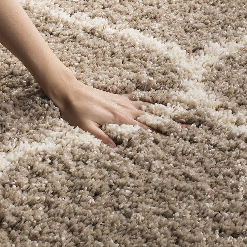 zeff Shaggy Floor Carpet for Living Room, Soft & Fluffy Bedside Runner Rug for Bedroom, Hall, Sofa Area, Elegant Modern Floor Carpet (2X6 Feet Beige Box) - Image 3